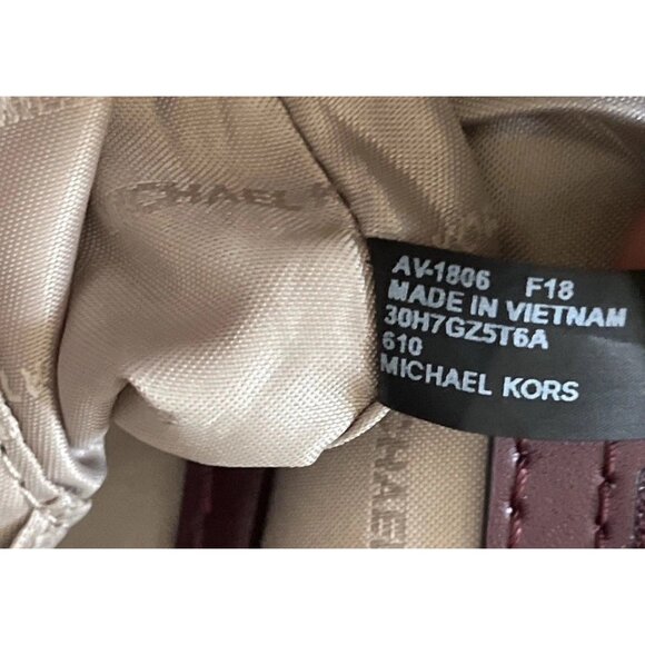 Vintage MICHAEL KORS Mercer Gallery Burgundy Oxyblood Leather Zip Tote Bag - Picture 8 of 16